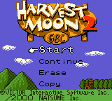 Harvest Moon 2 title screen for GameBoy Color